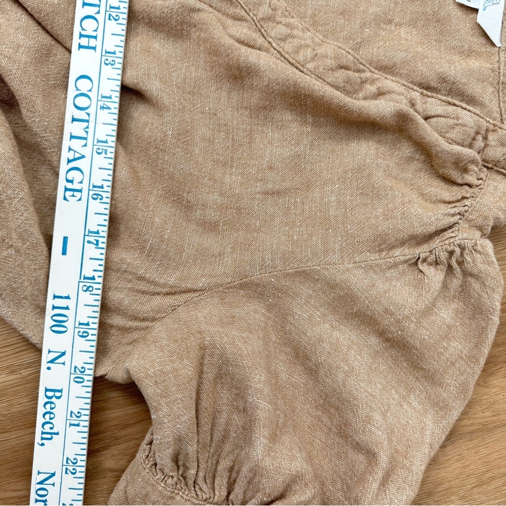 Linen Blend Button Safari Shift Front Midi Dress Tie Waist Beige M Time and Tru - Picture 7 of 10